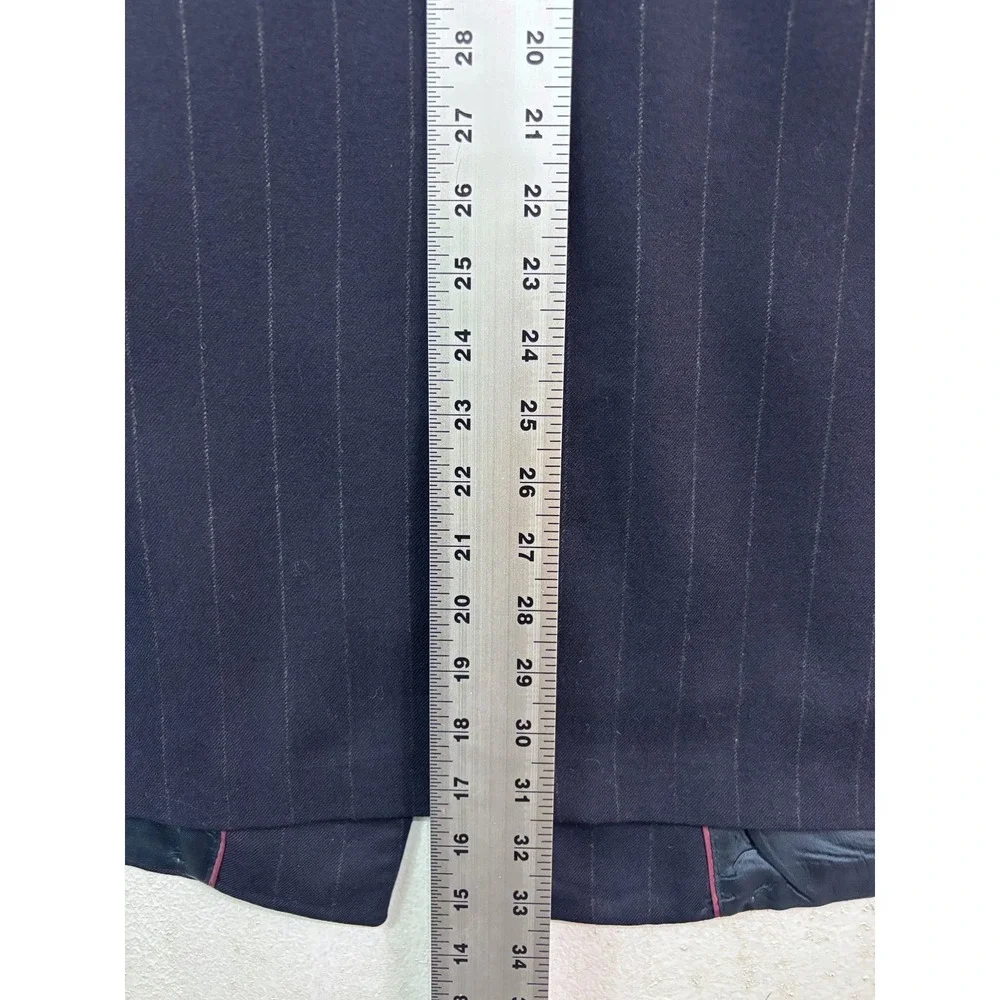 vtg 90s Evan Picone 44L 33x32 2pc Pant Suit Double Breasted Flannel Wool USA